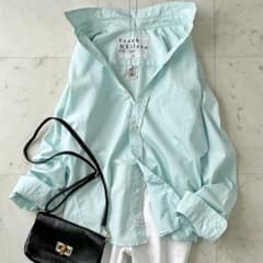 フランクアンドアイリーン BARRY シワ加工 スキッパーシャツ Sサイズ 希少S＊フランクアンドアイリーン BARRY コットンスキッパーシャツ