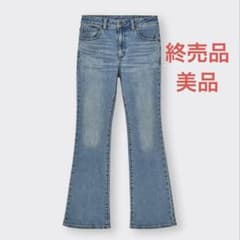 【終売品・美品】 GU ミドルライズ フレア ジーンズ M レディース ブルーのサムネイル