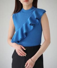 【cheriella】WEB限定ラッフルフリルノースリーブリブニットのサムネイル