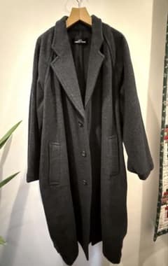 美品 トリココムデギャルソン ロング チェスターコート 黒