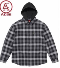 Supreme フード付き チェックシャツ グレーのサムネイル