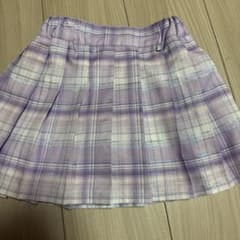 キッズ チェック柄 プリーツスカート パープルのサムネイル