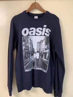 オアシス Oasis バンド スウェット トレーナー L ネイビー 両面プリントのサムネイル