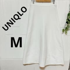 UNIQLO ユニクロ ニットフレアスカート ロングスカート 白 M きれいめ