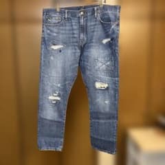ラルフローレン　デニム　ダメージ加工　オーバーサイズ　42×32 古着のサムネイル
