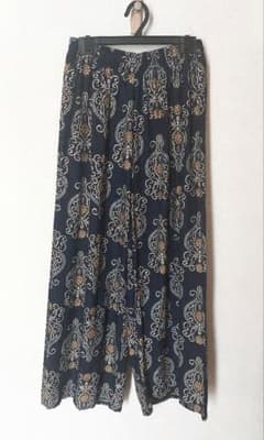TRUBE ペイズリー柄 ワイドパンツ ネイビー M-L