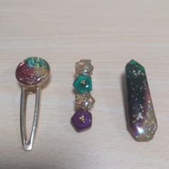 カラフルグリッター ヘアクリップ 3個セット