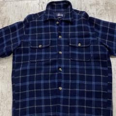 OLD STUSSY ネイビーチェック柄 シャツジャケット L | Mercari
