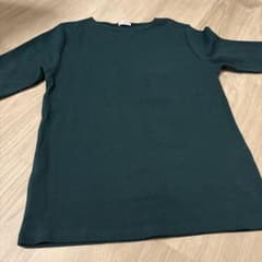 半袖 リブカットソー グリーン L