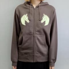 Labyrins Dont Cry Horse Zip Hoodie Brownのサムネイル