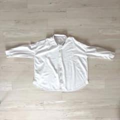 63. 【美品】Manchedou 綿/麻混合シャツ 白 Mのサムネイル