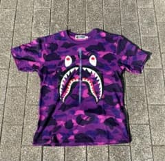 A BATHING APE BAPE シャークTシャツ パープルカモ 紫 半袖 - メルカリ