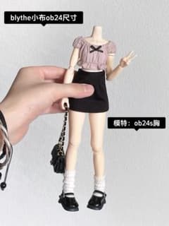 新品未使用】1/6ドール用 トップス＆スカートセット（ピンク×チェック