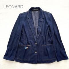 レオナール テーラードジャケット シルク100 絹 刺繍 花柄 美品 デニム