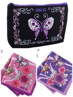 3点セット】鬼滅の刃 × ANNA SUI ポーチ マイクロファイバーハンカチ 
