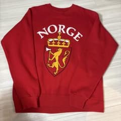 90s USA製 SANTEE ノルウェー国章 スウェット 赤のサムネイル