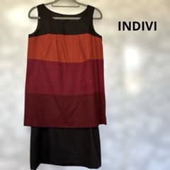 INDIVI ノースリーブ チュニック ミニワンピース バイカラー Sサイズ