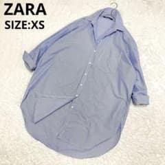 ZARA ザラ オーバーシャツ ビックシャツ ストライプ 青 白 XSのサムネイル