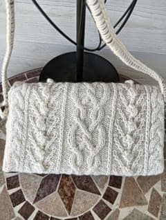 #新作#ハンドメイド ケーブル編み クラッチ兼用ショルダーバッグのサムネイル