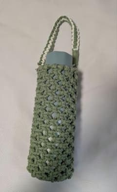 ハンドメイド 水筒カバー 手持ち ショルダー ボトルホルダー グリーンのサムネイル