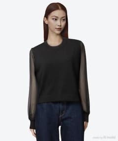 SHEER SLEEVES CREW NECK CROPPED KNITのサムネイル