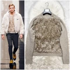 美品 ランウェイ プラダ ファー切替 ニット セーター グレーPRADA 