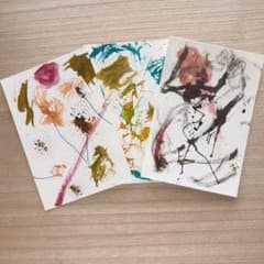 Autumn-themed [Original Artwork] Set of 3 Abstract Paintings, Art, Japanese Modern Style, Postcards