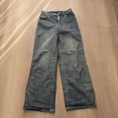 ダークブルーデニムワイドレッグパンツのサムネイル