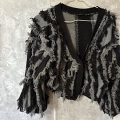ニットカーディガン ブラック×グレーのサムネイル