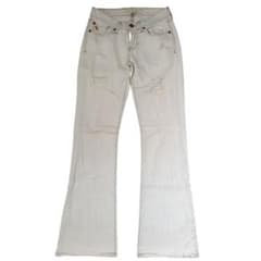 【A&F】ダメージ加工 ホワイト 旧アバクロ ムース時代 ローライズフレアデニムのサムネイル