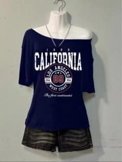 CALIFORNIA プリント 半袖Tシャツ ネイビーのサムネイル