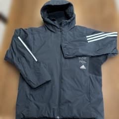 adidas フード付きナイロンジャケット ブラックのサムネイル