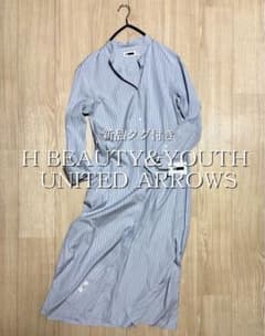 新品タグ付H BEAUTY&YOUTH ストライプシャツワンピースコットン100 