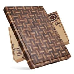 木製カッティングボード XXL - 肉屋ブロック内蔵ジュース溝 調理用まな板 木製カッティングボード XXL - 肉屋ブロック内蔵ジュース溝 調理用