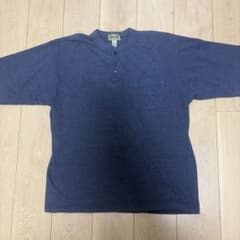 【希少】80sオールドユニクロ ヘンリーネック Tシャツ XL 紺のサムネイル