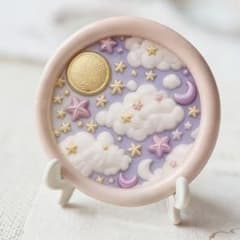 シーリングスタンプヘッド 雲間の惑星 25mm 月 星 3D 新品のサムネイル