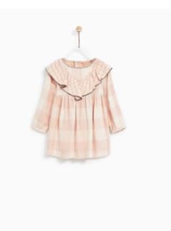 ZARA フリル付きチェック柄ワンピース　104cmのサムネイル