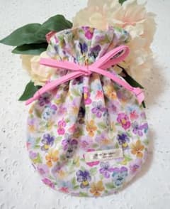 【ハンドメイド❤️】まんまる巾着　リバティ　【シンクオブミー】　カラフル　巾着のサムネイル