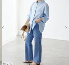 美品 スローブイエナ リネン コットン 長袖シャツ 24SS オーバーシャツ 青 スローブイエナ リネン コットン 長袖シャツ 24SS オーバーシャツ 水色