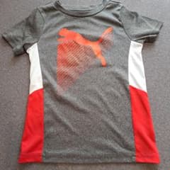 PUMA キッズ Tシャツ グレー×レッドのサムネイル