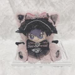 おすわりぬい服 ちびぐるみ ピンク×ブラック ねこ耳 - メルカリ
