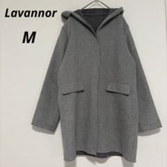 Lavannor 후드와 울 코트 중간 길이 사이드 포켓 ​​M