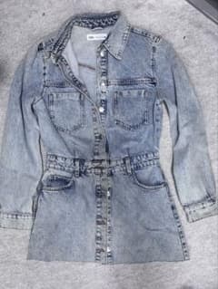 ZARA デニムワンピース 長袖のサムネイル