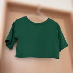 バッククロス ショート丈 半袖Tシャツ グリーン Mのサムネイル