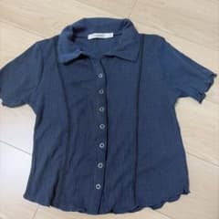 MOUSSY リブ 半袖シャツ ネイビーのサムネイル