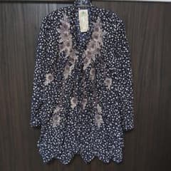 アトリエ まりこ 花柄刺繍ネイビー水玉長袖シャツ アトリエ まりこ 花柄刺繍ネイビー水玉長袖シャツ - メルカリ