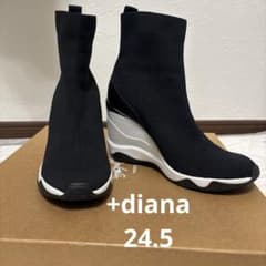 +diana プラスダイアナ ニットソックススニーカーブーツ ブラック24.5