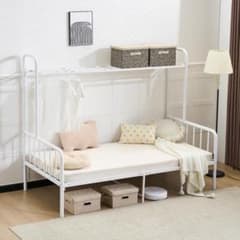 パイプベッド シングル ロータイプ 一人暮らし 耐荷重 120kg WHITE