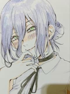 B*読様 チェンソーマン レゼ ファンアート アナログ 色紙　手描きイラストのサムネイル