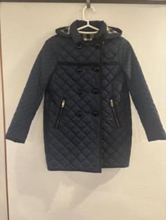 バーバリーネイビー キルティング コート フード付き 直営店購入 美品 